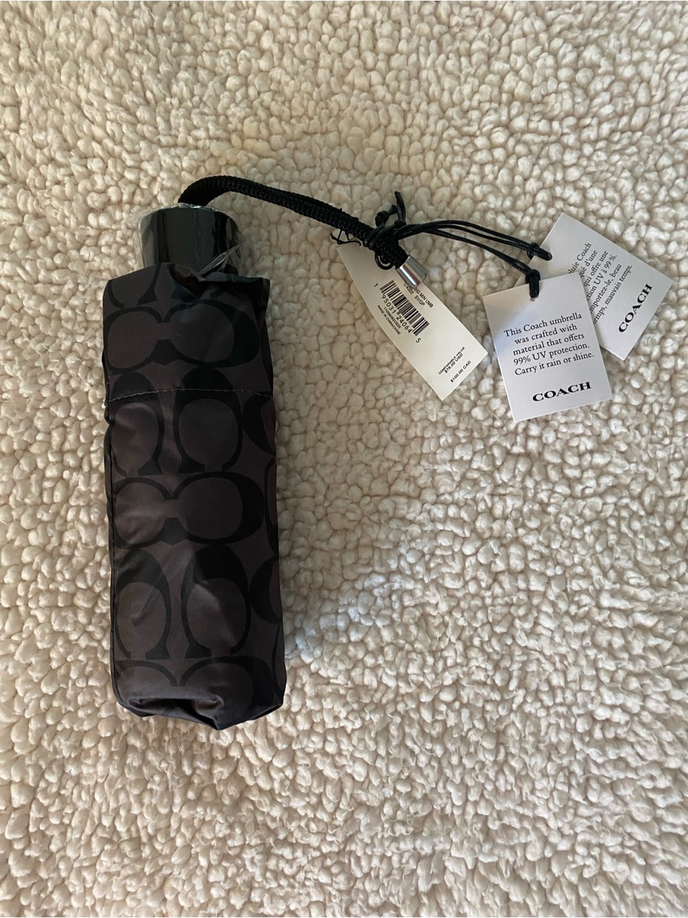 Coach Logo Graphite Mini Umbrella NWT